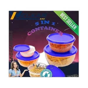 Kitchen Container |250+450+800+1400+2500 ml| Stackable Refrigerator Organizer for Fresh Food Storage | BPA-Free Kitchen Solution|Design - 8070 for Home and Kitchen