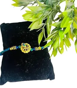 Fiesta Art Stylish Peacock Feather and Kundan Rakhi Handmade Rakhi for Brother, Rakshabandhan Gift for bhai, Best rakhi for bhaiya