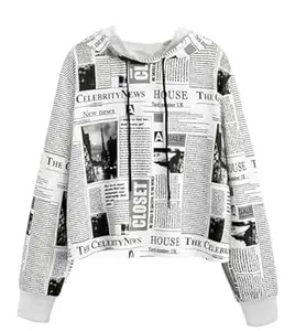 TOPLOT Women's Wool Blend Printed Hoodie with Hooded Neck & Full Sleeve (5132)