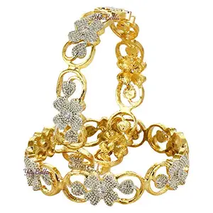 YouBella American Diamond Gold Plated Bangles for Women (2.80 in)