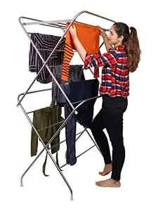 PARASNATH 12 Road Stainless Steel Drying Rack Extra Large Foldable Cloth Dryer/Clothes Drying Stand - Made in India