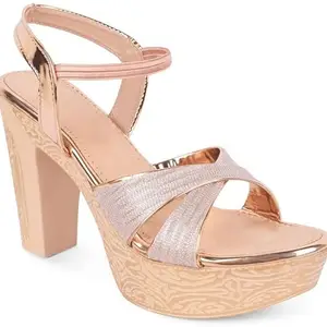 JM LOOKS Trendy Comfort Peach Platform Casual & Party-Wear Sandals Heels For Woman Latest Stylish Design for Women Open Toe Slide Footwear for All Occassions