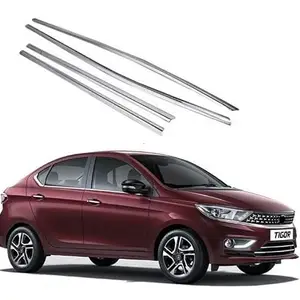 ROSHNEER Car Window Lower Garnish Stainless Steel Chrome Finish Exterior Compatible for TATA TIGOR Model 2020 Onwards Type-2 Set of 4 PCS