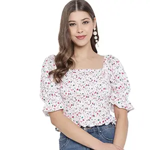 Trend Arrest White Floral Smoking Top (X-Small)