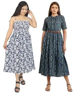 Miranga Women's Knee Length Dress, Pack of 2