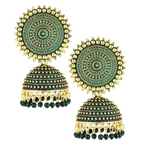 MEENAZ earrings set for women fashion jhumkas oxidised Green Earrings for women jhumki pearl stylish jhumkas traditional Earrings For girls Moti South indian traditional Ear Rings jhumka for women