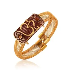 Memoir Brass Goldplated OM Adjustable kada Cuff bracelet hindu spiritual Jewellery (KDNI8283)
