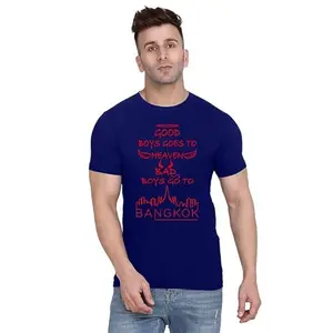 ALLEN BLACK Men's Round Neck T-Shirt, (GU_ L_92_BZR) Navy