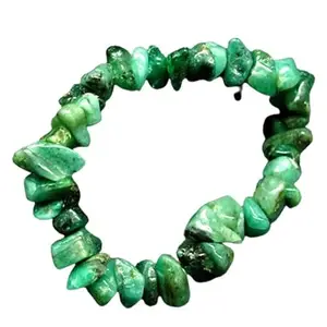 RRJEWELZ Unisex Bracelet 5-10mm Natural Gemstone Emerald Nugget Tumble shape Smooth cut beads 7 inch stretchable bracelet for men & women. | STBR_03143