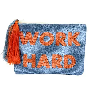 Treasure Hunt® Handcrafted Multipurpose "Work Hard" Kids Pouch for Money Stationery Travel Storage(Size- 20X15X2 cms) - TH-1167