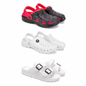 Lightweight Classic Clogs || Sandals with Slider Adjustable Back Strap for Men-Combo(3)-3017-3145-3113-9 White-3308
