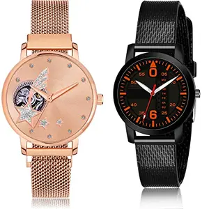 NEUTRON Collegian Analog Rose Gold and Black Color Dial Women Watch - GM241-(22-L-10) (Pack of 2)