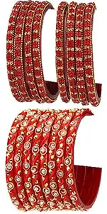 Colorful Glass Bangle/Kada Set Combo Ornamented With Colourful Chips & Beads_G72 (AkBang2-AAQ1.d_bang)