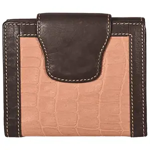Leatherman Fashion LMN Genuine Leather Beige Maroon Wallet for Girls 9441 (6 cc Card Slots)
