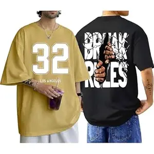 ENCIGER Men's Oversized Cotton T-Shirt Pack | Drop Shoulder Graphic Printed Casual Streetwear Combo | Baggy Hip-Hop Tshirts