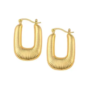SOHI Women's The Ribbed-Quad Hoop Earrings For Casual Wear | California Gold Colour | Alloy Material | Hinge Closure | Metallic Hoop Earrings | Fashion Earrings For Women & Girls