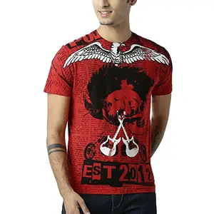 HUETRAP Men's Glorious Music Red Round Neck T-Shirt