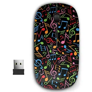 KAWAMOUSE 2.4G Ergonomic Portable USB Wireless Mouse for PC, Laptop, Computer, Notebook with Nano Receiver (Music Notes)