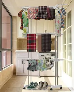 Skywave Luxury Premium Heavy Duty Stainless Steel Foldable Cloth Drying Stand/Clothes Stand for Drying/Clothes Dryer/Laundry Racks for Drying for Indoor/Outdoor/Balcony (White, 3 Tier New)