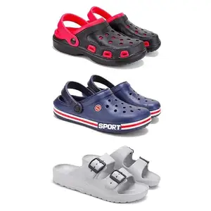 DRACKFOOT-Lightweight Classic Clogs || Sandals with Slider Adjustable Back Strap for Men-Combo(3)-3017-3015-3114-9 Grey