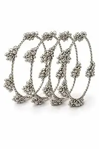 BANGLESKART Traditional Kashmiri Ghungroo Latkan Bangles Set for Women and Girls|Set of 4 Bangles
