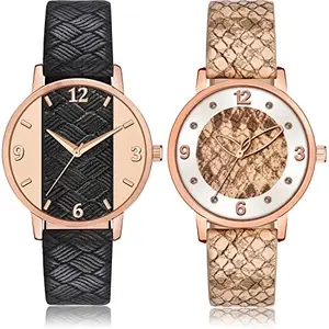 NEUTRON Quartz Analog Black and Brown Color Dial Women Watch - GM396-GM362 (Pack of 2)