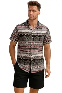 Co-Ord Set for Men | Night Suit | T-Shirt and Shorts Set | Stylish Summer and Travel Wear | Men's Matching Two-Piece for Vacation | Beach Outfit | Mens Cord Multicolor014 2XL