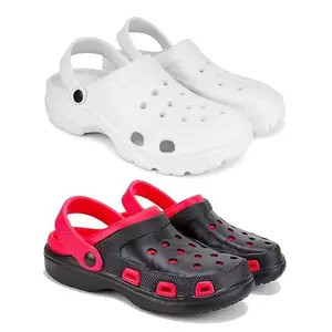 Lightweight Classic Clogs || Sandals with Slider Adjustable Back Strap for Men-Combo(2)-3122-3017-8 Red