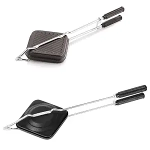 WHEEL CREW Non-Stick Coated Grill Sandwich Toaster | Gas Stove Compatible Regular Grill Sandwich Maker (Grill Toaster)