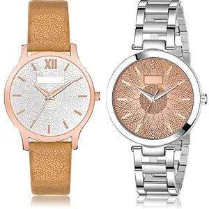 NEUTRON Rich Analog Silver and Brown Color Dial Women Watch - GM344-GM204 (Pack of 2)