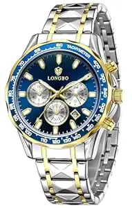 LONGBO Diplomat 83818 Men’s Chronograph Watch with Steel Bracelet, Reinforced Mineral Crystal, Luminous Hands and Date Display | Men | Office, Business, Formal & Gifting