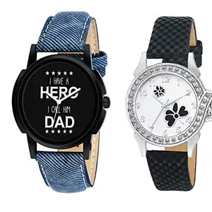 RPS FASHION WITH DEVICE OF R Analog Hero and Black Dial Watch Combo Set of 2