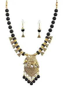 Black Oxidised Elephant Design Necklace for Women – Traditional Indian Jewelry