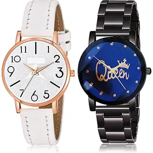 NEUTRON Designer Analog White and Black Color Dial Women Watch - GW55-GC16 (Pack of 2)