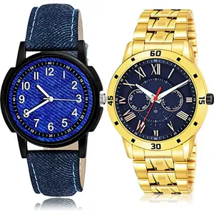 NIKOLA Analogue Analog Blue and Gold Color Dial Men Watch - B8-(62-S-21) (Pack of 2)