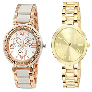 crispy Womens Analog Round Dial Gold and Rose Gold Combo Watch