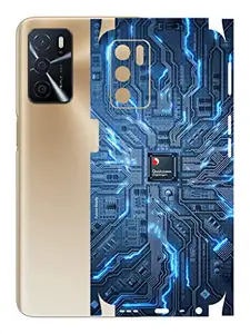 AtOdds - Oppo A16 Mobile Back Skin Rear Screen Guard Protector Film Wrap (Coverage - Back+Camera+Sides) (Circuit)