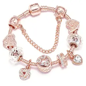 Peora Rose Gold Plated Cubic Zirconia Studded Bracelet Stylish Fashion Jewellery Gift for Girls & Women (PX3B73)