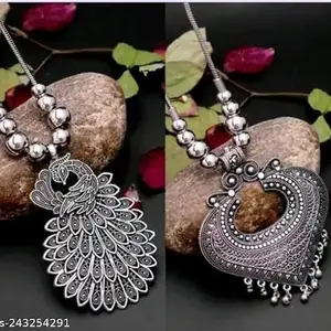 Jewellery Adda Oxidised Round Chain Pendant Long Necklace For Girls and women's Design_07