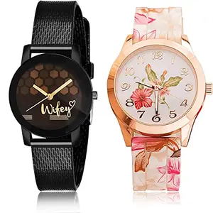 NEUTRON Designer Analog Black and White Color Dial Women Watch - GCPL23-G305 (Pack of 2)