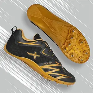 Vector X Flyer Running Spike Shoe for Men with Removeable Spike Black-Gold