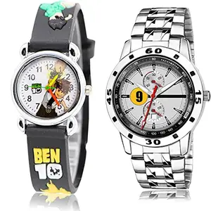 NIKOLA Exclusive Analog Black and Silver Color Dial Men Watch - BK82-(55-S-19) (Pack of 2)