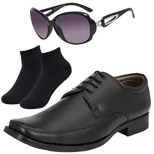 Vitoria Fashionable l Men Black Lace Formal Shoes with Black Socks & Women Cheri Black/9