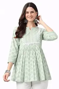 UMANG LIFESTYLE Women’s Viscose Rayon Printed Kurti Top 3/4 Sleeve A-Line Kurti for Women