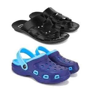 Men's Rover Lightweight Comfortable| Slides|Clogs| Sandals with Adjustable Back Strap for Men Combo(AK)-3126-3019-7 Blue-7451