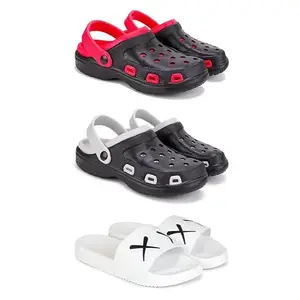 DRACKFOOT-Lightweight Classic Clogs || Sandals with Slider Adjustable Back Strap for Men-Combo(GF)-3017-3018-3029-7 White