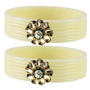 MAYA FASHION white Stone Acrylic-Brass Bangle With Very Extra Large Size Elegant Extra Large Size Bangle | Perfect Fit for Plus Size banglesTrendy and Comfortable Fit for woman and girls | (Sku-ban1769)