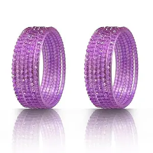 Bangleskart Elegent Glass Bangle Set, Handmade Bangles, Beaded Design for Girls & Women's (1 Dozen) (Lavender, 2:10)
