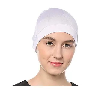 NAZNEEN Women's Tube Hijab Bonnet Cap Under Scarf Pullover (WHITE)