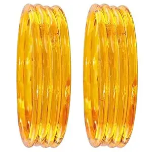 Glass Bangle Women's Designer Plain Glossy Glass Kada Set For Women With Diamond Cut Design | Fancy Designer Glass Bangles | Traditional Chudi| Stylish Glass Kada For Wedding - Set Of 8